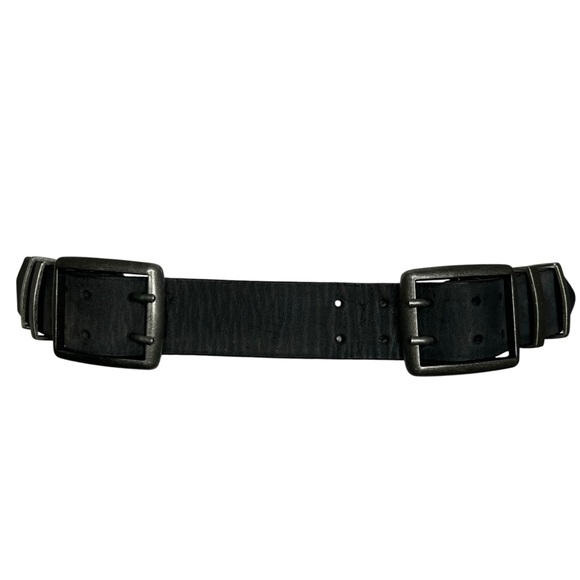 Free People Duran Leather Belt Black Square Double Buckle Buckle Rustic Western - Picture 5 of 8